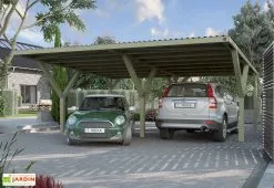 Weka Carport Double En Bois De Pin Traité Et Couverture PVC – 35,99 M²