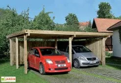 Weka Carport Double En Bois De Pin Traité Et Toit Acier Galvanisé – 30,87 M²