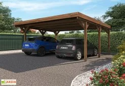Forest Style Carport Double En Bois Traité Avec Couverture En Polycarbonate – 30,9 M²