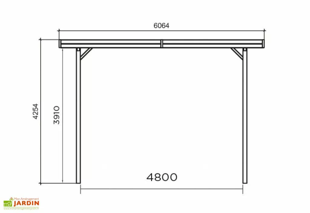 Solid Carport Double En Bois Autoclave Pour Camping Car (506x606cm) 4 Solid Carport Double En Bois Autoclave Pour Camping Car (506x606cm) – Image 2