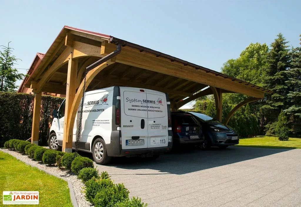 Jagram Carport 3 Voitures En Bois Traité Revelatio 3 - 49 M² 4 Jagram Carport 3 Voitures En Bois Traité Revelatio 3 - 49 M² – Image 2