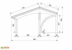 Jagram Carport 2 Voitures En Bois Traité Revelatio 2 - 34 M² -Abri et rangement boutique carport epicea massif traite et lamelle colle revelatio 2