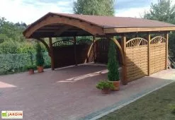 Jagram Carport Double En Épicéa Traité Et Lamellé Collé 609x605x339cm Nevada