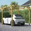Forest Style Carport En Bois De Pin Traité Autoclave 15,4 M² - Henri -Abri et rangement boutique carport henri bois dans jardin