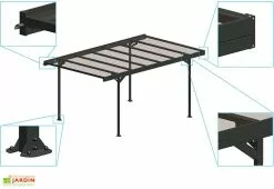 TRIGANO Carport En Métal Aluminium, Acier Et Polycarbonate 5 X 3 M - Mistral -Abri et rangement boutique carport metal toit plat aluminium polycarbonate 3