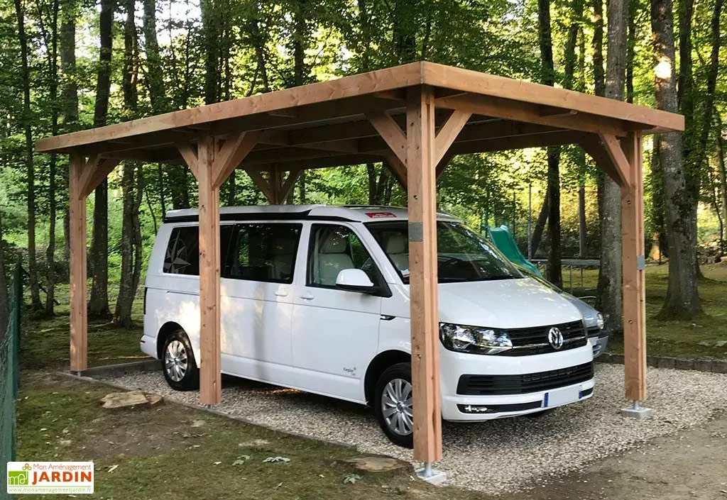 C.P.B.F Carport Simple En Bois Douglas Sans Couverture 3 C.P.B.F Carport Simple En Bois Douglas Sans Couverture