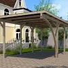 Weka Carport Simple En Bois De Pin Traité Et PVC Avec Arc 606 A T2 - 18 M² -Abri et rangement boutique carport simple bois pvc arc weka