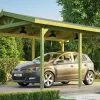 Weka Carport Simple En Bois De Pin Traité Avec Toit Double Pente – 17 M² -Abri et rangement boutique carport simple bois toit double pente