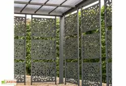 TRIGANO Carport En Aluminium Et Polycarbonate + 8 Brise-Vues Libeccio 16 M² -Abri et rangement boutique claustras carport alu polycarbonate libeccio 16m