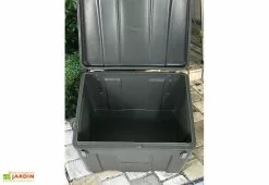 Plast'Up Coffre De Jardin Avec Grenouillères Cadenassables – 140 L -Abri et rangement boutique coffre de jardin gris anthracite 1