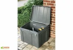 Plast'Up Coffre De Jardin Avec Grenouillères Cadenassables – 140 L -Abri et rangement boutique coffre de jardin gris clair 2