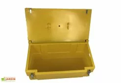 Plast'Up Coffre De Jardin Avec Poignées + Grenouillères + Cadenas – 100 L -Abri et rangement boutique coffre jardin 100l cadenas jaune 1