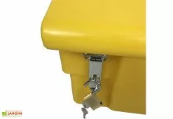 Plast'Up Coffre De Jardin Avec Poignées + Grenouillères + Cadenas – 100 L -Abri et rangement boutique coffre jardin 100l cadenas jaune 2