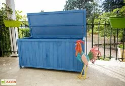 Habrita Coffre De Rangement En Bois Lasuré Bleu 127 X 55 Cm