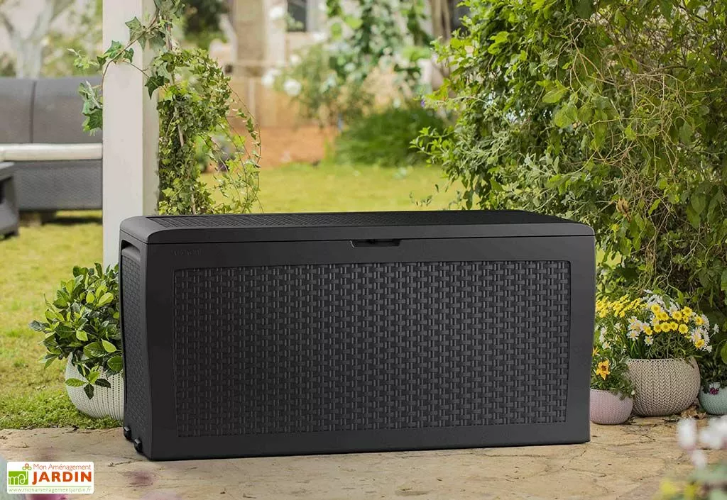 Coffre De Jardin Keter Gris En Résine Tressée – Samoa 270 L 4 Coffre De Jardin Keter Gris En Résine Tressée – Samoa 270 L – Image 2