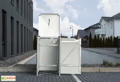 HIDE Cache-poubelle Simple En Acier Et Composite Aluminium 60 X 63 X 115 Cm -Abri et rangement boutique couvercle poubelle exterieur acier composite aluminium noir