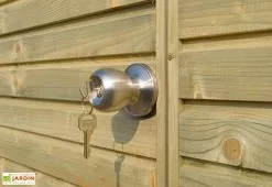 Gardenas Abri De Jardin En Bois Traité Autoclave Et Auvent - 28 Mm -Abri et rangement boutique detail poignee abri jardin bois serrure