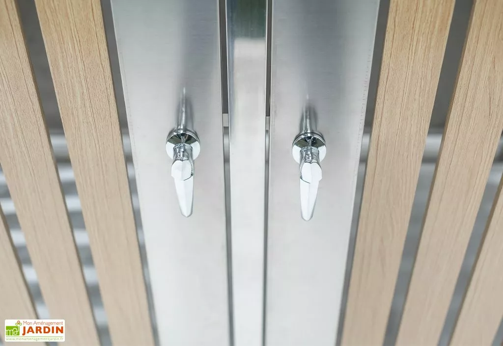 Westmann Cache Poubelle Extérieur Double Inox Imitation Bois – 2x 240 Litres 8 Westmann Cache Poubelle Extérieur Double Inox Imitation Bois – 2x 240 Litres – Image 6