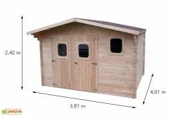 Habrita Abri De Jardin En Bois Douglas 28 Mm – 15,28 M² : 4,01 X 3,81 M -Abri et rangement boutique dimensions abri bois douglas 28mm 15m2 dommar habrita