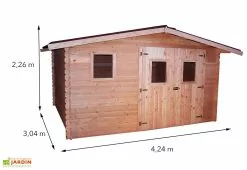 Habrita Abri De Jardin En Bois Douglas 28 Mm – 12,89 M² : 3,04 X 4,24 M -Abri et rangement boutique dimensions abri jardin bois douglas 28mm habrita 12m2