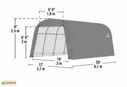 Shelter Logic Abri Voiture En Toile : Polyéthylène Gris 610 X 370 Cm – 22,57 M² -Abri et rangement boutique dimensions abri voiture toile gris shelter logic 6x4m