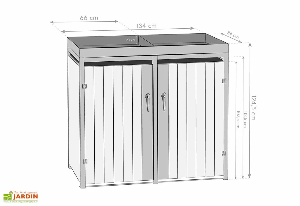Westmann Cache Poubelle Extérieur Double Inox Imitation Bois – 2x 240 Litres 7 Westmann Cache Poubelle Extérieur Double Inox Imitation Bois – 2x 240 Litres – Image 5