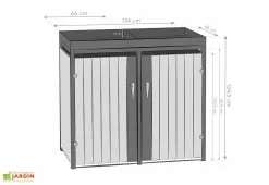 Westmann Cache Poubelle Extérieur Double Acier Imitation Bois – 2x 240 Litres -Abri et rangement boutique dimensions cache poubelle westmann wmhhwtc 62