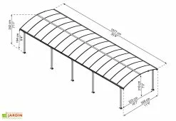 Carport Arcadia 10,7 X 3,59 M Gris | Palram - Canopia -Abri et rangement boutique dimensions carport arcadia 11m palram canopia
