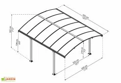 Carport Arcadia 4,35 X 3,59 M Gris | Palram - Canopia 10 Carport Arcadia 4,35 X 3,59 M Gris | Palram - Canopia -Abri et rangement boutique dimensions carport arcadia 4m palram canopia