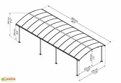 Carport Arcadia 8,63 X 3,59 M Gris | Palram - Canopia -Abri et rangement boutique dimensions carport arcadia 9m palram canopia