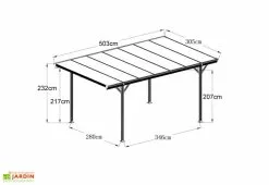 Forest Style Carport Autoportant En Aluminium Et Polycarbonate 15 M² – Lola -Abri et rangement boutique dimensions carport lola forest style