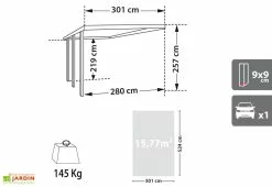 Forest Style Carport En Bois Adossé Henri 14,9 M² -Abri et rangement boutique dimensions infos carport bois gus