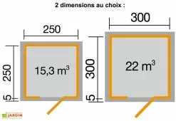 Weka Bungalow Design Avellino (250x250cm) 45 Mm -Abri et rangement boutique dimensions quadro2 1