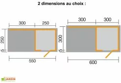 Weka Bungalow Design Avellino (550x250cm) 45 Mm 7 Weka Bungalow Design Avellino (550x250cm) 45 Mm -Abri et rangement boutique dimensions quadro 1