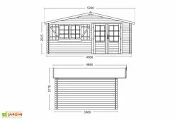 Forest Style Abri De Jardin En Bois D’épicéa Brut Avec Auvent Lilac – 17,3 M² -Abri et rangement boutique dimensions schema lilac abri en mm