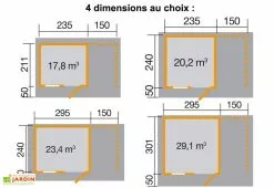 Weka Abri De Jardin Bois Schongau (235+150x211cm) 28mm 7 Weka Abri De Jardin Bois Schongau (235+150x211cm) 28mm -Abri et rangement boutique dimensions schongau 1