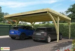 Forest Style Carport En Bois De Pin Traité Autoclave 30,9 M² - Double Victor Modern