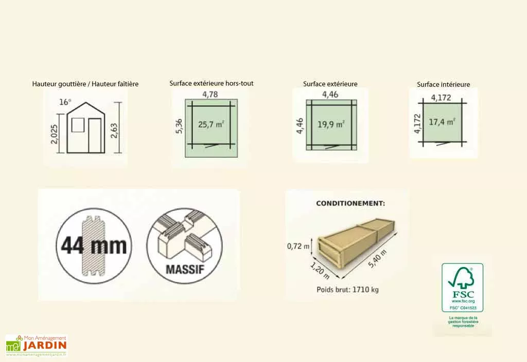 Galanis Abri De Jardin Bois Sapin 17 (446x446x263) 44 Mm 4 Galanis Abri De Jardin Bois Sapin 17 (446x446x263) 44 Mm – Image 2