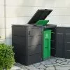 Telluria Cache Poubelle En Acier Galvanisé Anthracite - 73 X 85 X 132 Cm -Abri et rangement boutique exterieur cache poubelle connecteur