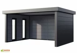 Telluria Abri De Jardin En Acier Galvanisé Ouvert Singolo - 17,11 M² -Abri et rangement boutique fenetres gauche abri anthracite singolo