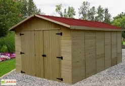 Habrita Garage En Bois D’Épicéa Brut 15 M²