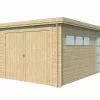 Gardenas Garage En Bois D’Épicéa Toit Plat Bac Acier 16 M² -Abri et rangement boutique garage bois epicea brut acier 16 m