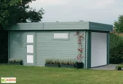Solid Garage Bois Moderne 40 Mm (358x538cm) + Porte Motorisée