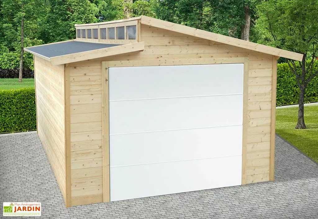 Solid Garage En Bois De Pin Brut Avec Porte Motorisée - Torino 20,9 M² 3 Solid Garage En Bois De Pin Brut Avec Porte Motorisée - Torino 20,9 M²