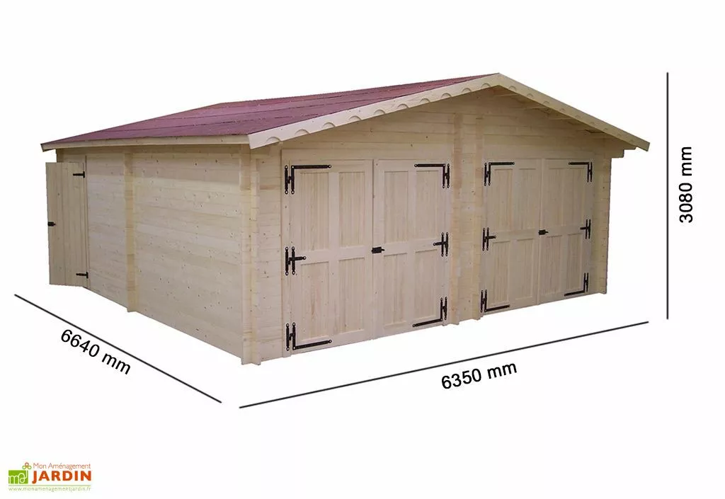Habrita Garage Double En Sapin Massif 42 Mm 620x620x308cm 5 Habrita Garage Double En Sapin Massif 42 Mm 620x620x308cm – Image 3