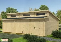 Lasita Garage En Bois D’épicéa Brut Avec Abri 40,5 M² - Hawaii