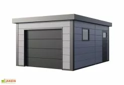 Telluria Garage En Métal Avec Porte Motorisée – 19,3 M² -Abri et rangement boutique garage metal porte motorisee gris clair