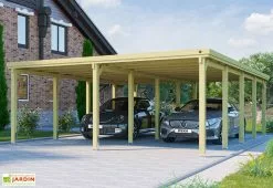 Weka Carport Double En Bois De Pin Traité Et Toit Acier Galvanisé – 47,27 M²