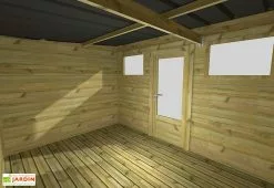 Abri Français Abri De Jardin En Bois De Pin Traité Avec Auvent Et Plancher – 20,5 M² -Abri et rangement boutique interieur abri jardin avec plancher