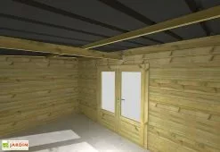 Abri Français Abri De Jardin En Bois De Pin Traité Et Toiture Bac Acier – 10,5 M² -Abri et rangement boutique interieur remise jardin bois